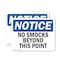 Signmission No Smocks Beyond This Point OSHA Notice Sign, Plastic, 10in W x 7in L, 2PK OS-2PACK-NS-P-710-L-14798 - alternate 1